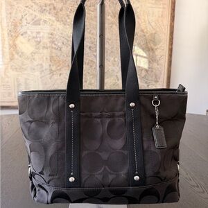Coach Black Signature Tote Bag